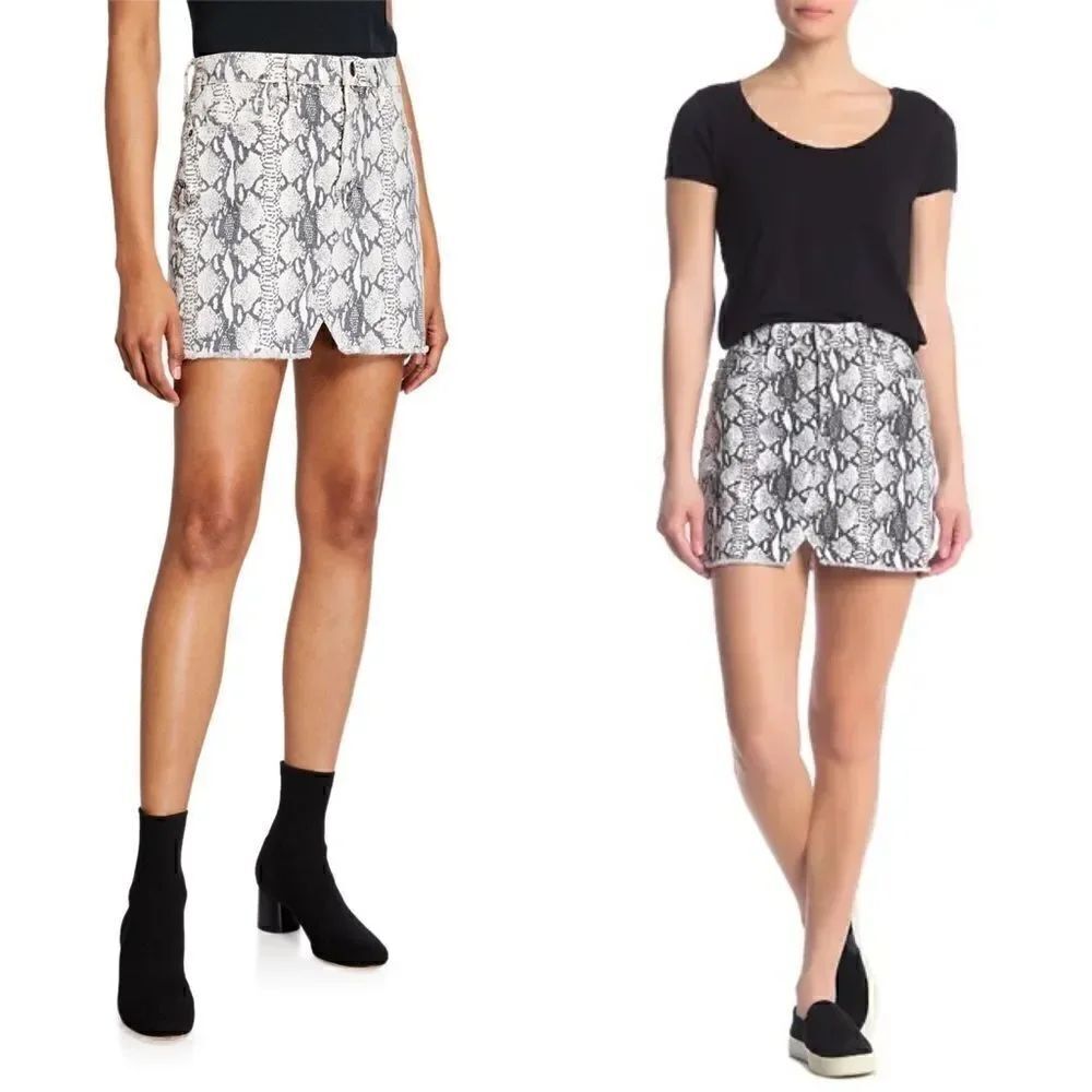 NWT FRAME Le Mini Split Front Python-Print Skirt New with tags - Picture 2 of 16